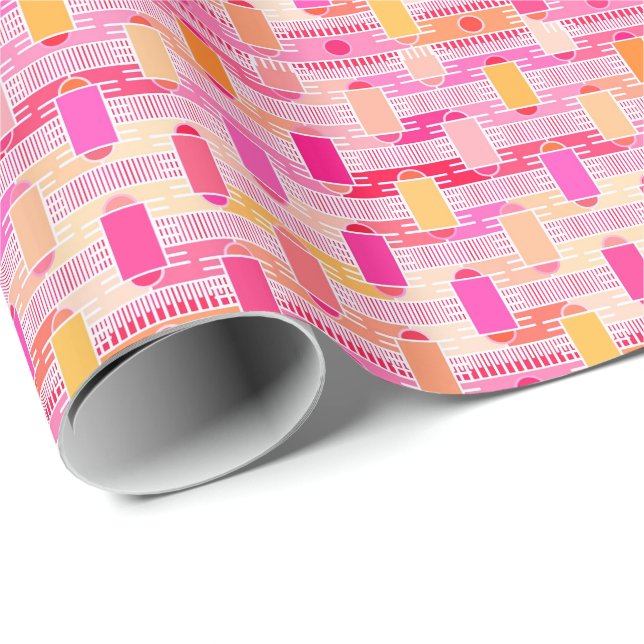 Art Decos industriella chic - rosa, persikor, guld Presentpapper (Rullad Hörn)