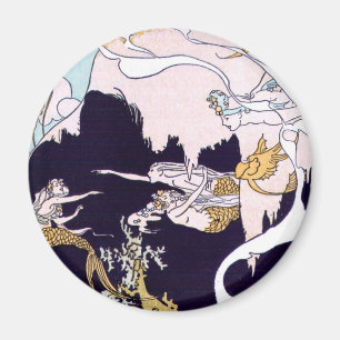 Art décosjöjungfruar magnet