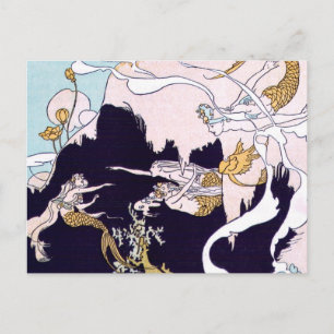 Art décosjöjungfruar vykort