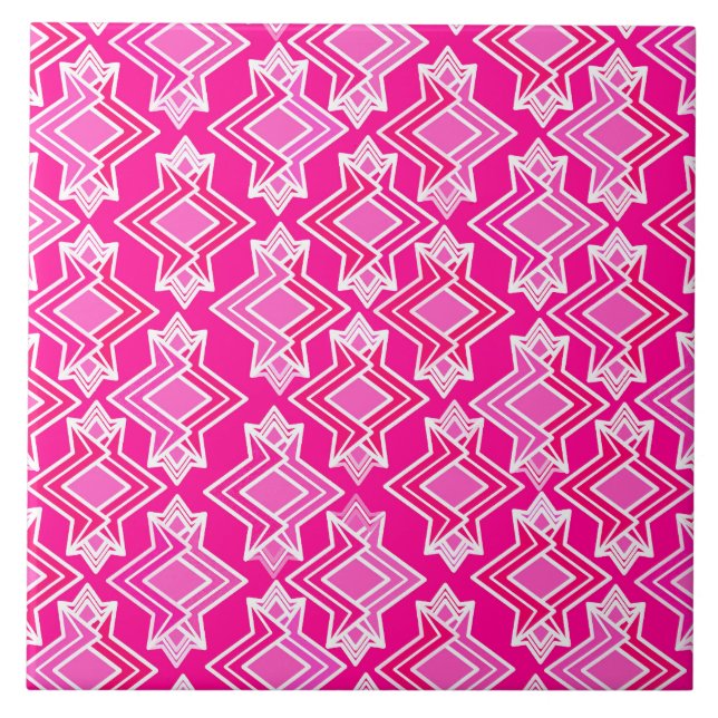Art décotapetmönster, Fuchsia rosa Kakelplatta (Framsidan)