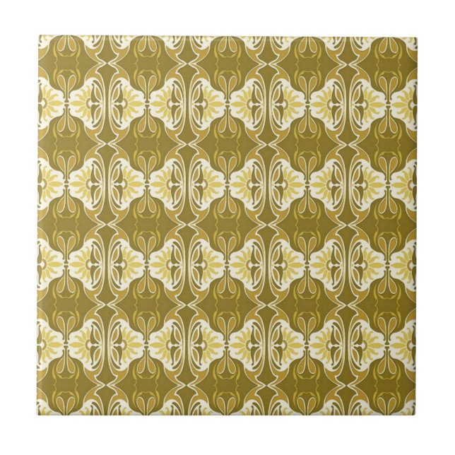 Art décotapetmönster - guld och vit kakelplatta (Framsidan)