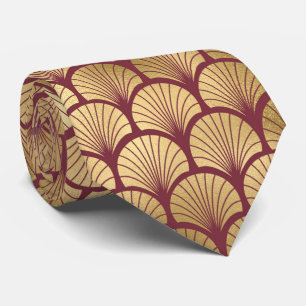 Art deka Burgundy guld tippad mönster Slips