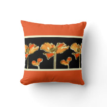 Art dekoratifs Orange Flower Alphonse Mucha Pillow