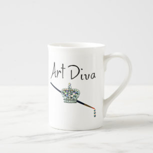 "Art Diva" Bone China Mugg Benporslin Mugg