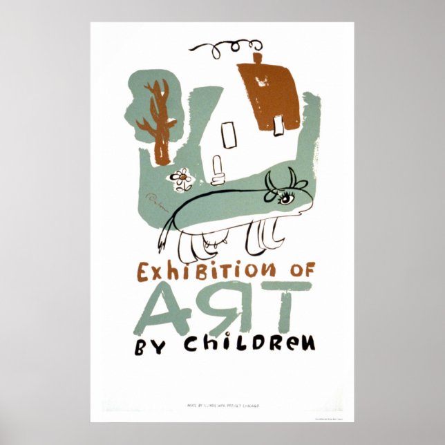 Art Exhibition Children 1936 WPA Poster (Framsidan)