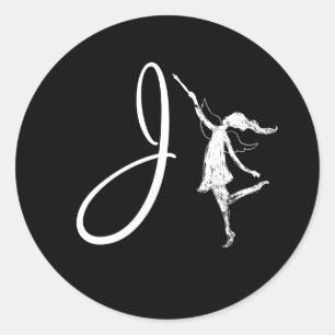 Art Fairy Initial: J Runt Klistermärke