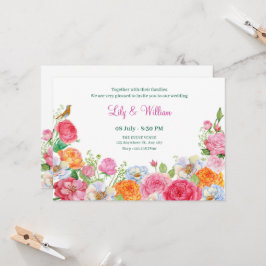 Art Flowers Ro bröllop Inbjudningar