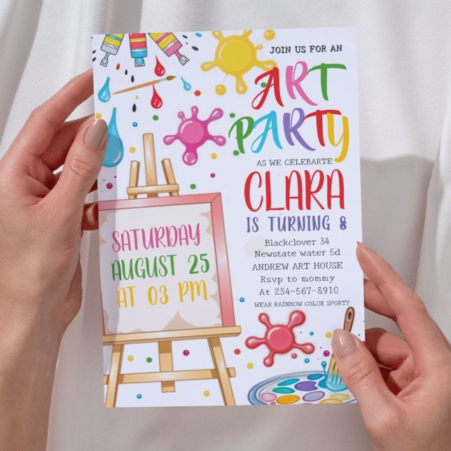 Art-Födelsedagsfest | Konstnärsmålare Inbjudningar (Art Birthday Party  Art Painting Artist Invitation)