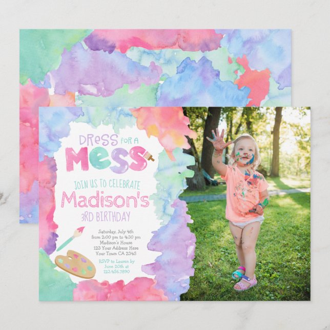 Art-födelsedagsinbjudan Inbjudningar (Fram/baksida)