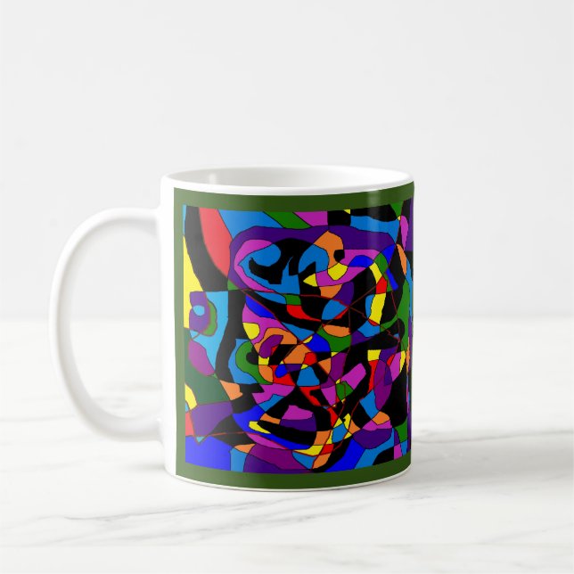 Art för alla textmosaik, blandad färgad kaffemugg (Vänster)