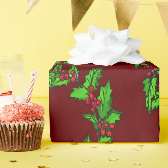 Art för julhälsans krans presentpapper (Födelsedagsfest)