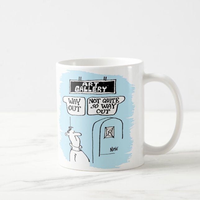 Art Gallery-signaturer. "Ut", och "Inte så ut" Kaffemugg (Höger)
