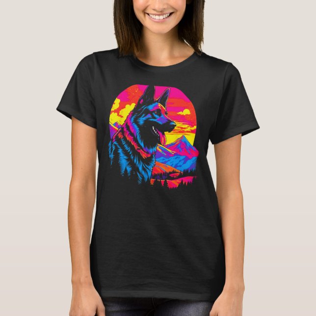 Art German Shepherd Dog Hike T Shirt (Framsida)