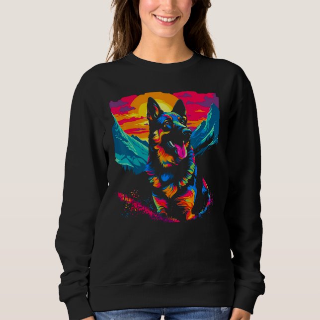 Art German Shepherd Dog Hiking T Shirt (Framsida)