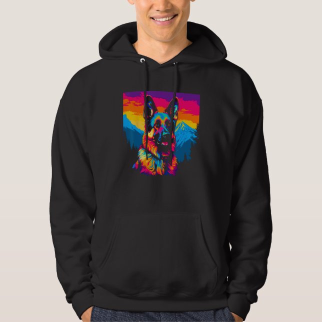 Art German Shepherd Dog Mountain Hoodie (Framsida)