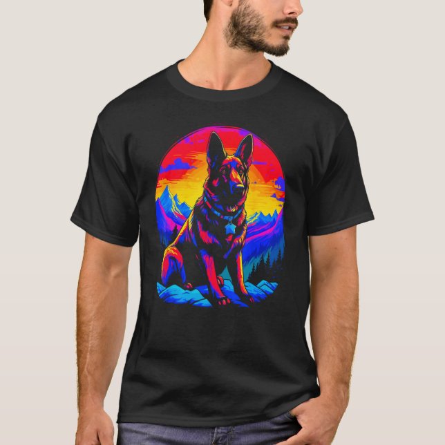 Art German Shepherd Dog T Shirt (Framsida)