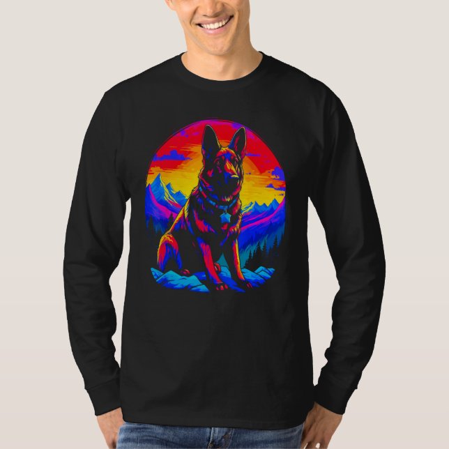 Art German Shepherd Dog T Shirt (Framsida)