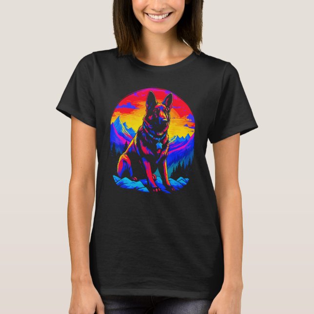 Art German Shepherd Dog T Shirt (Framsida)