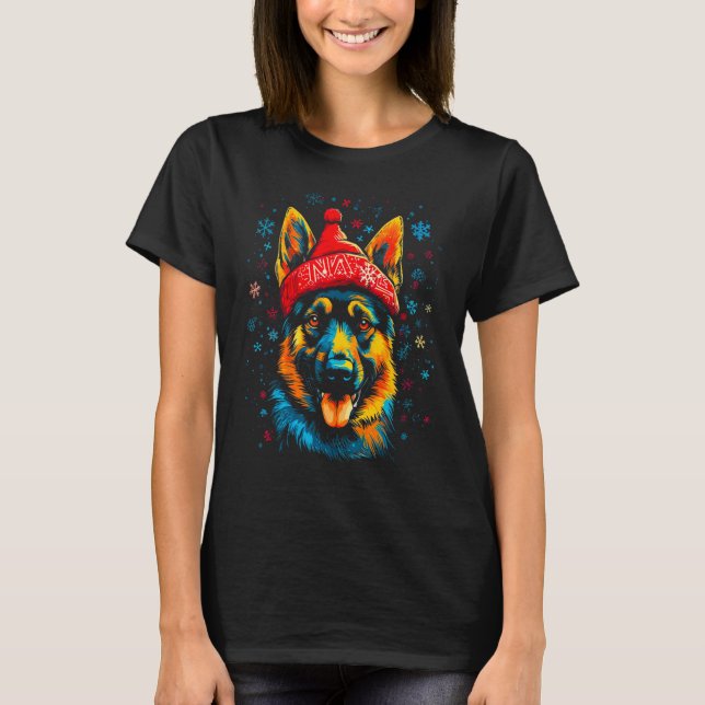 Art German Shepherd Dog Xmas T Shirt (Framsida)