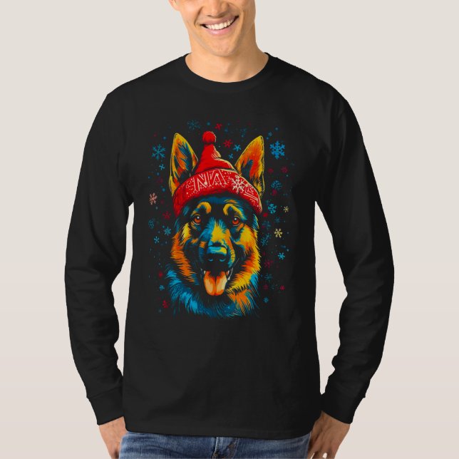 Art German Shepherd Dog Xmas T Shirt (Framsida)