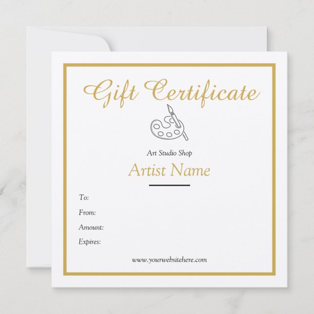 Art Gift-certifikatmall i Guld Inbjudningar (Framsida)