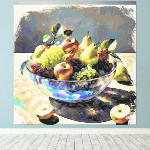 *~* Art Gift . Fortfarande SC6 Frukt Crystal Bowl Canvastryck