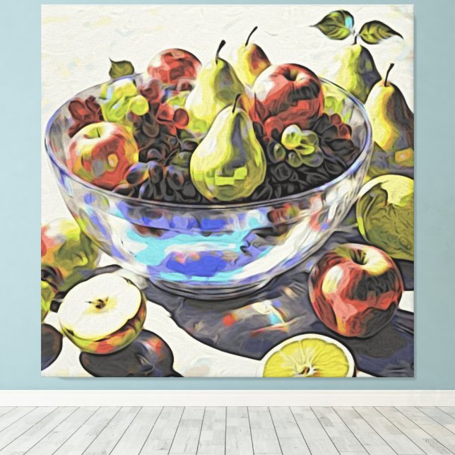 *~* Art Gift SC6 4 Fruit Crystal Bowl Life Canvastryck (Insitu (trägolv))