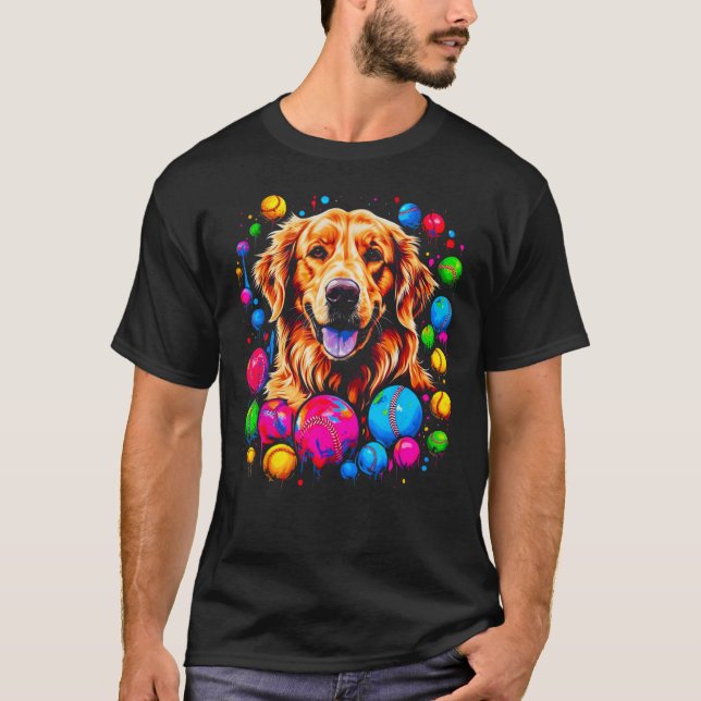 Art Golden Retriever Dog Baseball T Shirt (Framsida)