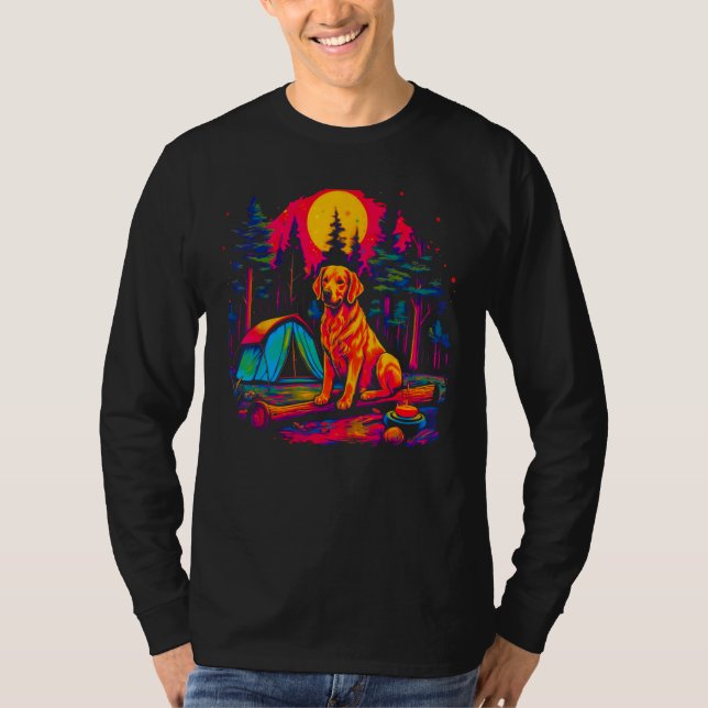 Art Golden Retriever Dog Camping T Shirt (Framsida)