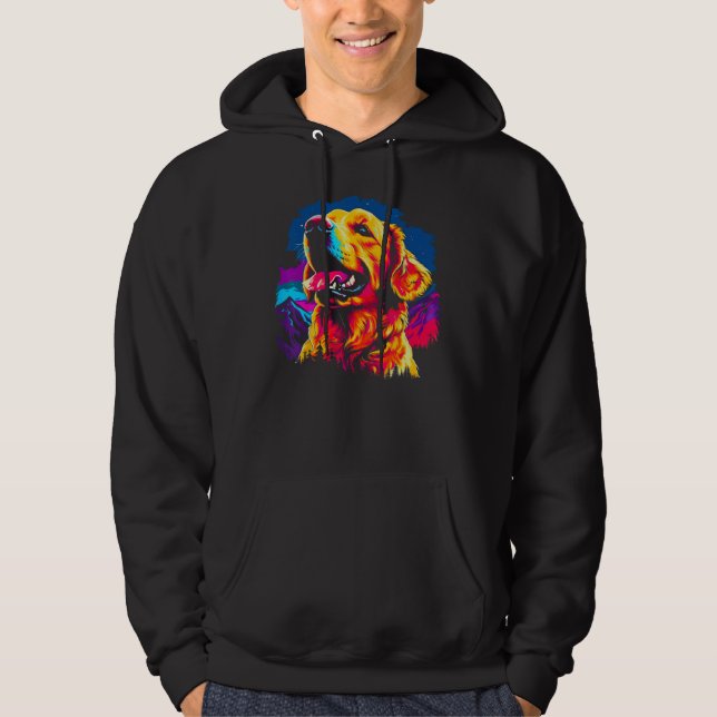 Art Golden Retriever Dog Hiking Hoodie (Framsida)