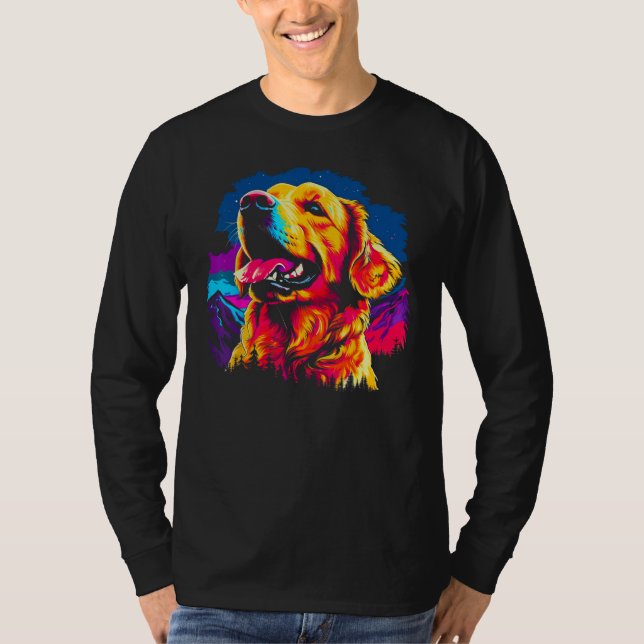 Art Golden Retriever Dog Hiking T Shirt (Framsida)