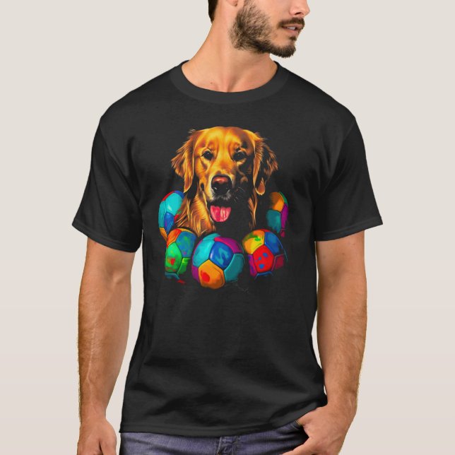Art Golden Retriever Dog Soccer T Shirt (Framsida)