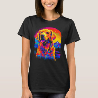 Art Golden Retriever Dog Sunset T Shirt