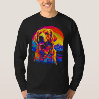Art Golden Retriever Dog Sunset T Shirt