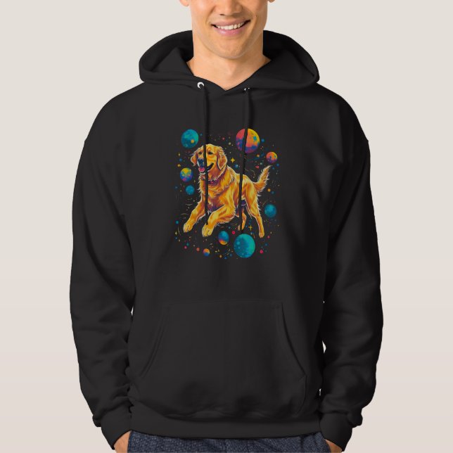 Art Golden Retriever Dog Universe Planet Hoodie (Framsida)