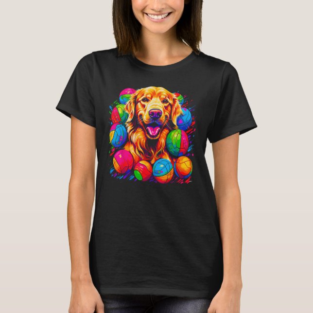 Art Golden Retriever Dog Volleyball T Shirt (Framsida)