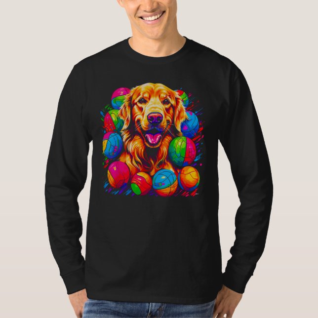Art Golden Retriever Dog Volleyball T Shirt (Framsida)