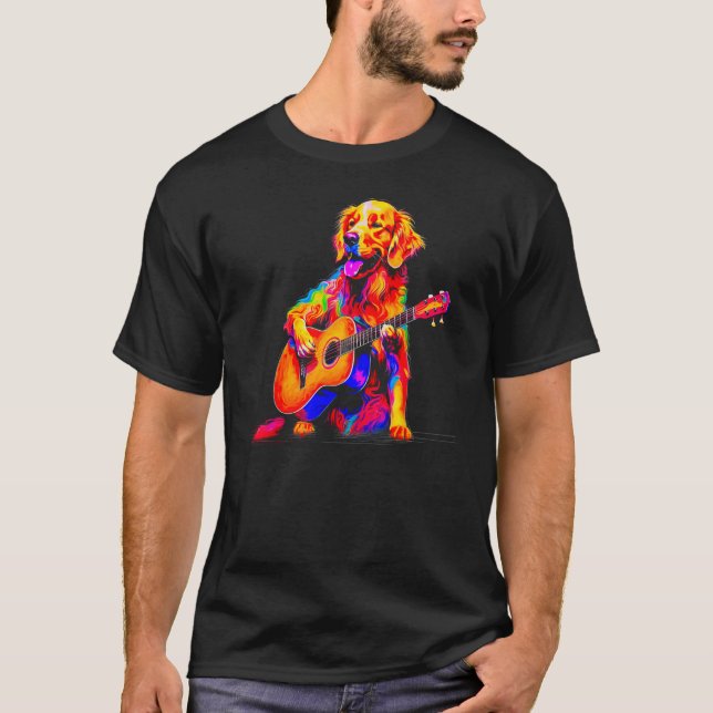 Art Golden Retriever Hund Guitar T Shirt (Framsida)