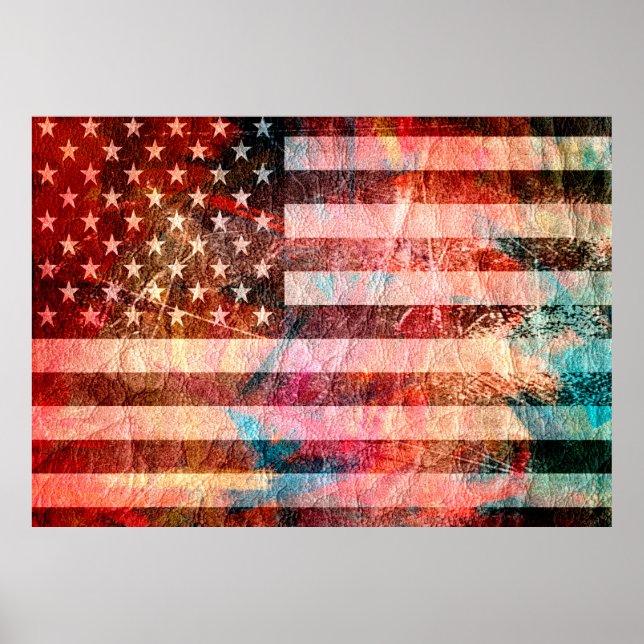 Art Grunge American Flagga #6 Poster (Framsidan)