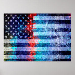 Art Grunge American Flagga #7 Poster