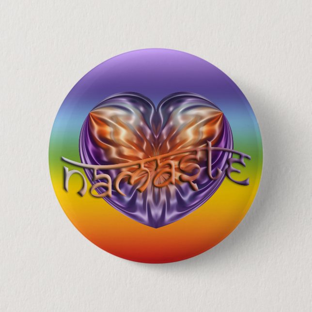 ART Heart NAMASTE | chakren färg Knapp (Framsida)