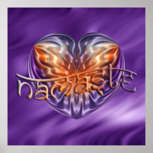 ART Heart NAMASTE lila vågar Poster