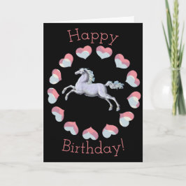 Art Hearts och Horse Cute Birthday Card Kort
