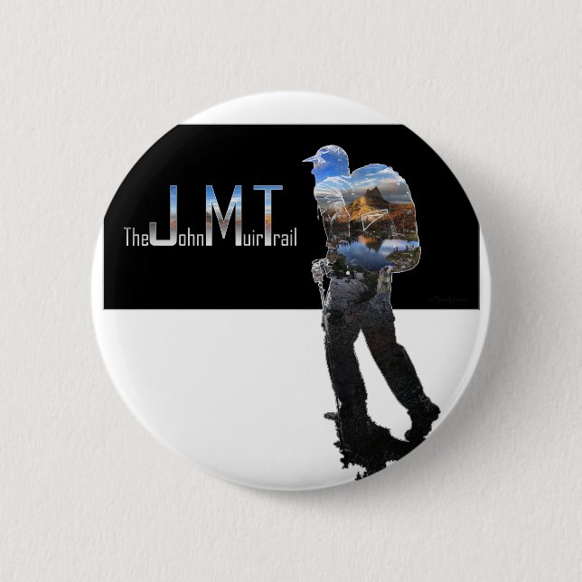 Art - Hiker Silhouette - John Muir Trail Text Knapp (Framsida)