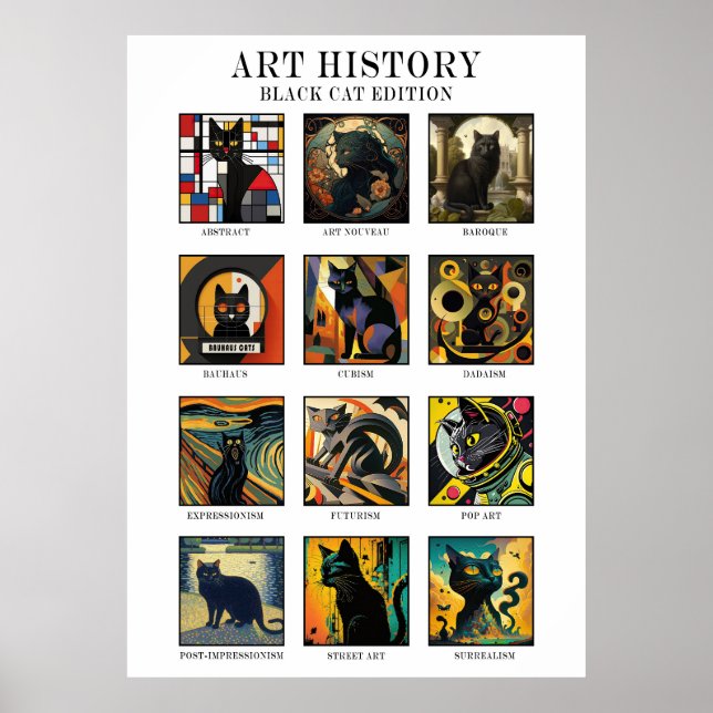 Art Historik - nuny Black Cat Artwork Stilar Editi Poster (Framsidan)