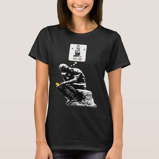 Art History Geek  Rodin Thinker Statue Dating App T Shirt (Framsida)