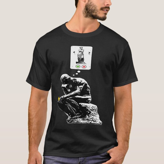 Art History Geek  Rodin Thinker Statue Dating App T Shirt (Framsida)