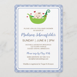 Ärt i Poden Baby Shower-inbjudan (Boy) Inbjudningar