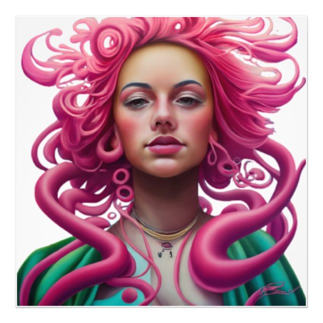 Art Illustartion Manga Porträtt PopArt Psychedelic Fototryck (Framsidan)