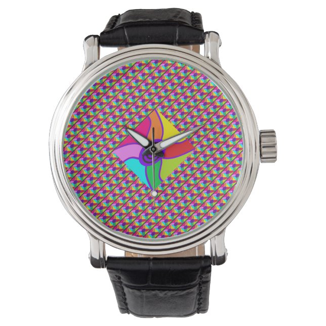  Art in bright dazzling mixed colors and pattern   Armbandsur (Framsida)